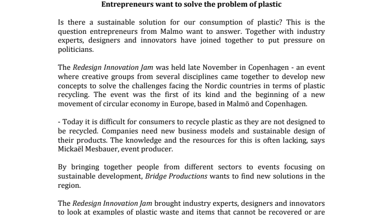 Entrepreneurs want to solve the problem of plastic