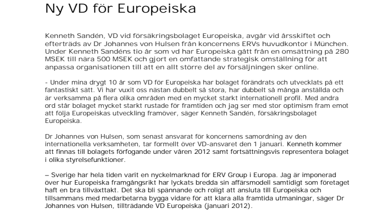 Ny VD för Europeiska