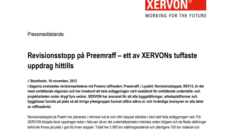 Revisionsstopp på Preemraff – ett av XERVONs tuffaste uppdrag hittills