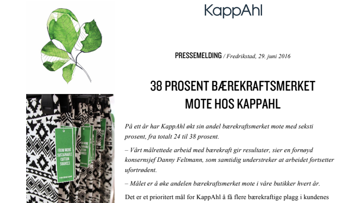 38 PROSENT BÆREKRAFTSMERKET MOTE HOS KAPPAHL