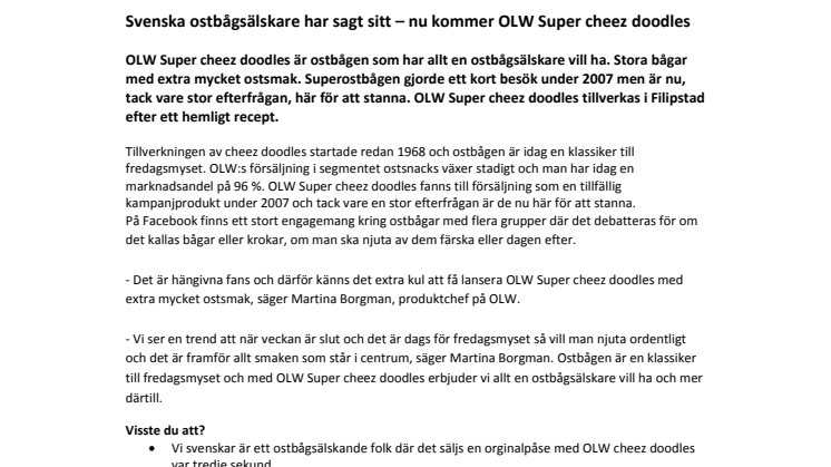 Svenska ostbågsälskare har sagt sitt – nu kommer OLW Super cheez doodles