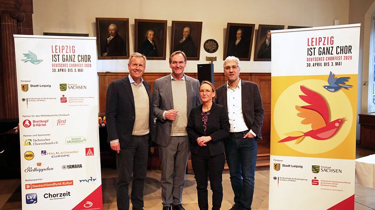 Christian Wulff, Burkhard Jung, Veronika Petzold und Tobias Rosenthal (v.l.) stellen das Deutsche Chorfest 2020 vor