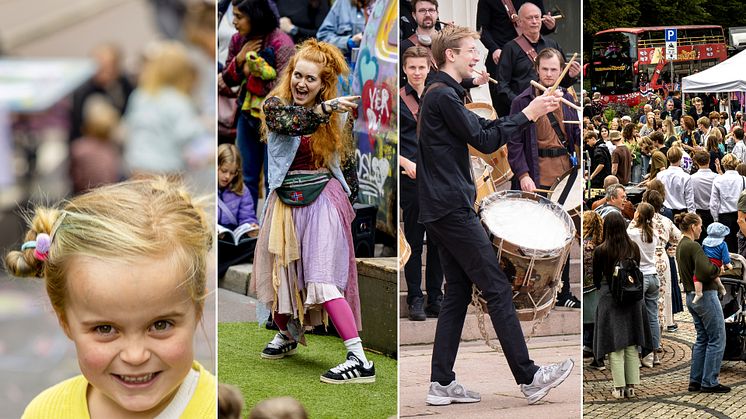 – Bylivstilskuddene er veldig populære. Det er viktig å støtte de som engasjerer seg og tenker nytt, sier Stein Slyngstad, direktør i Kulturetaten. Foto: Kulturlørdag 2023: Torleif Kvinnesland. NMH 50 år: Karina Krokaa /Tommy Strømmen JS Norge