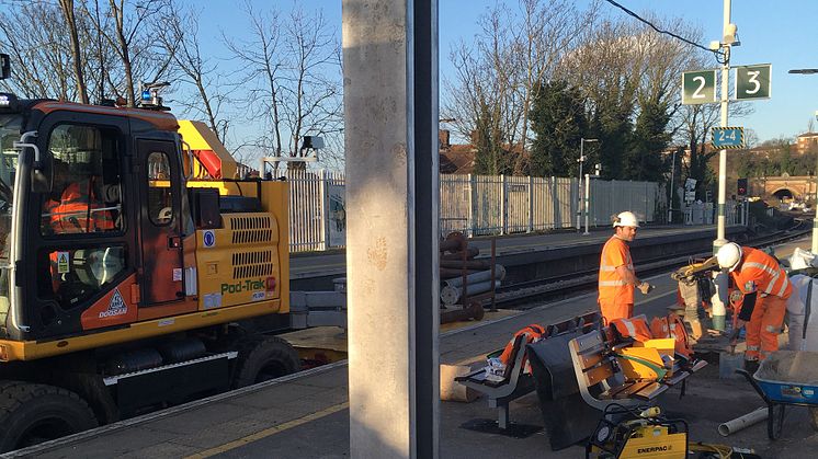 Going up: Tulse Hill's new 56-metre platform canopy will be supported by seven steel pillars