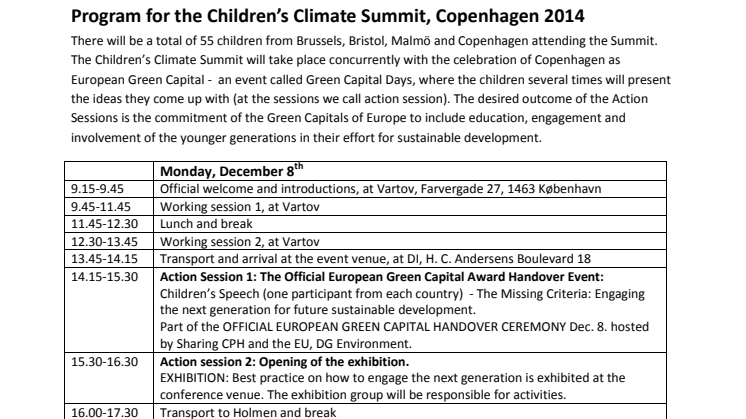 Program: Children's climate summit