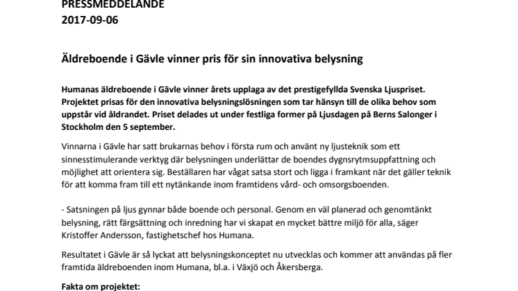 Äldreboende i Gävle vinner pris för sin innovativa belysning