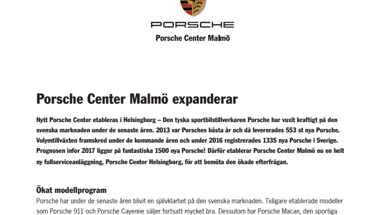 Porsche Center Malmö expanderar!