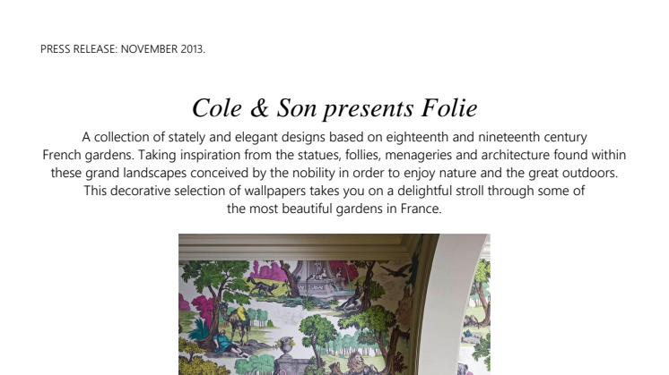 FOLIE - Tapeter som låter dig strosa genom Frankrikes 1700-tals trädgårdar