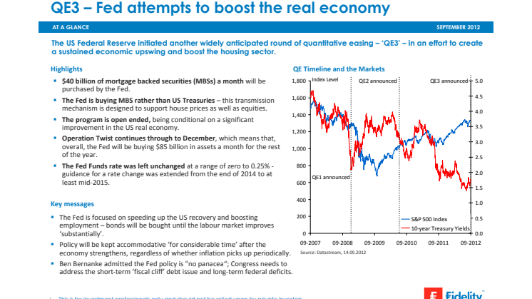 QE3 – Fed attempts to boost the real economy