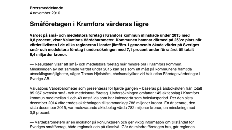 Värdebarometern 2015 Kramfors kommun