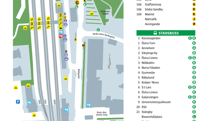 Karta Lund C med hållplatslägen