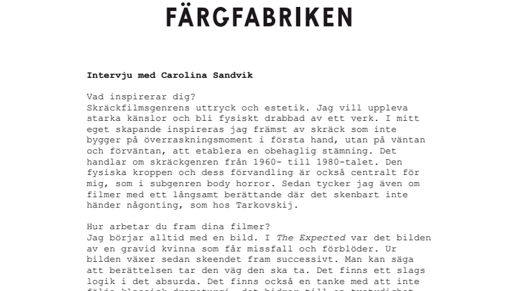 Intervju med Carolina Sandvik 