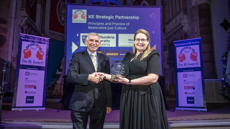 L-R: Dr Tony Soteriou, Director of Commercialisation, UKRI and Dr Gosia Ciesielska, Associate Professor of Organisation Studies, Northumbria University.