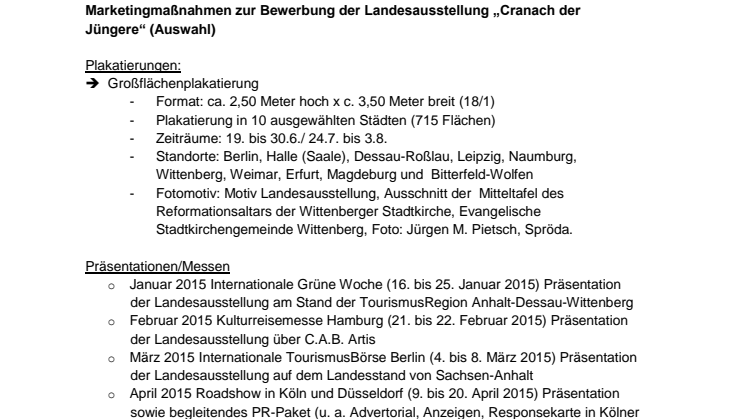 Countdown zur Landesausstellung Sachsen-Anhalt "Cranach der Jüngere 2015" startet am Montag in Berlin 