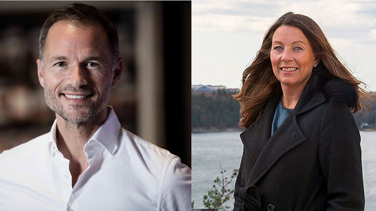 Thomas Sparrmo, tillträdande VD Solkompaniet och Marie Fossum Strannegård, styrelseordförande Solkompaniet