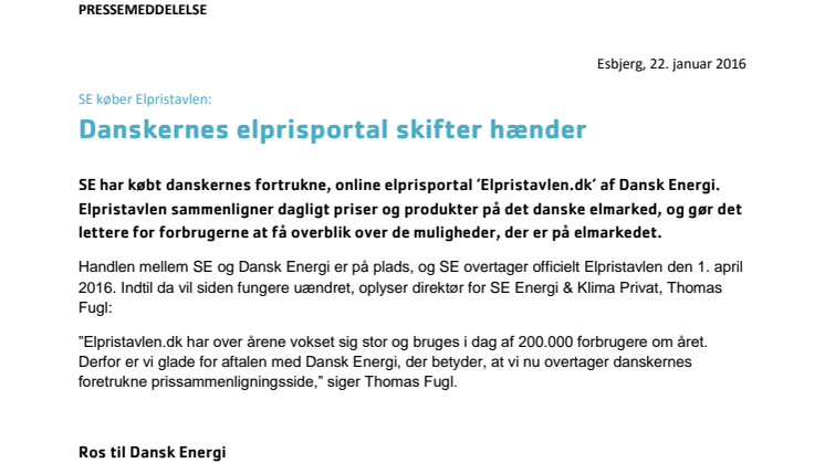 Danskernes elprisportal skifter hænder