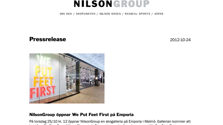 NilsonGroup öppnar We Put Feet First på Emporia