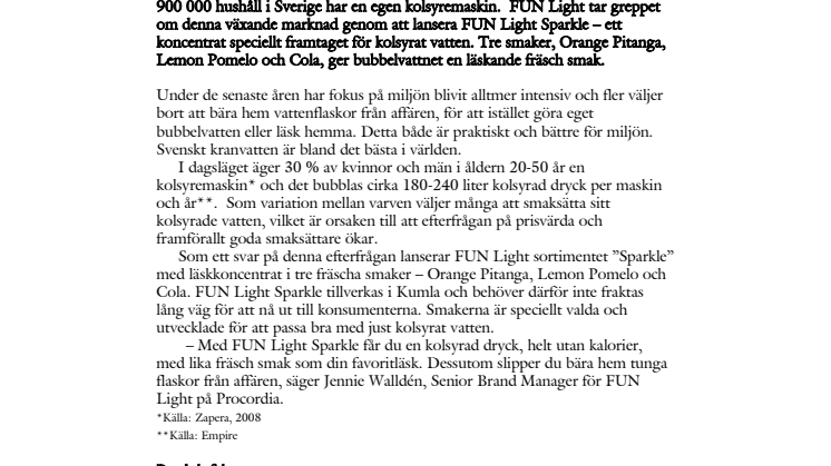 FUN Light Sparkle - Sätter smak på vattnet du kolsyrar hemma