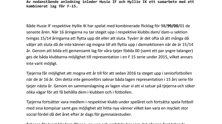 Kombinerat lag F-15 Hyllie IK/Husie IF