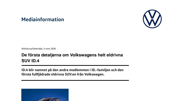 De första detaljerna om Volkswagens helt eldrivna SUV ID.4