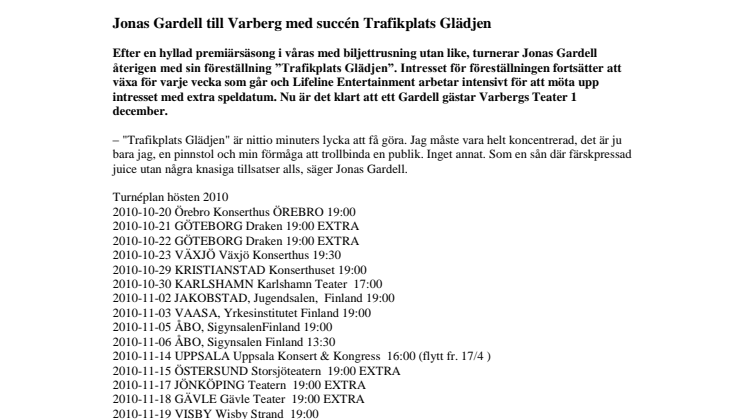Jonas Gardell till Varberg med succén Trafikplats Glädjen