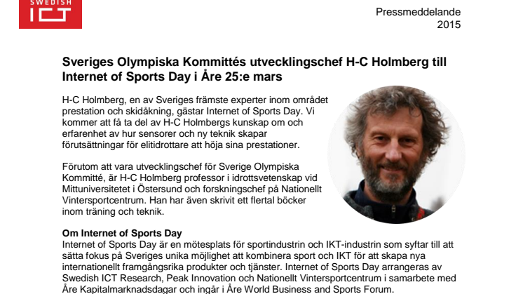 Sveriges Olympiska Kommittés utvecklingschef H-C Holmberg kommer till Åre