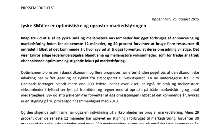 Jyske SMV’er er optimistiske og opruster markedsføringen