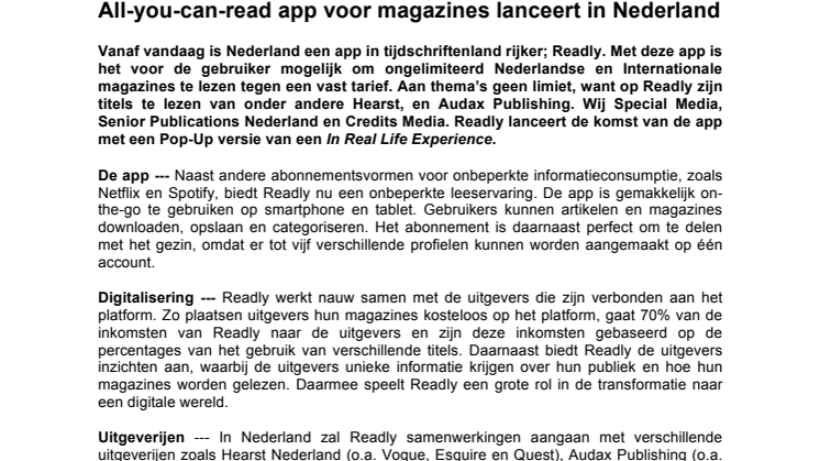 All-you-can-read app voor magazines lanceert in Nederland