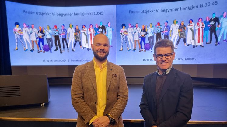 Forhandlingssjef Carl Christian Grue Solberg og forbundsleder Bent Ronny Mikalsen. Foto: Thor Eivind Halvorsen, NRF.