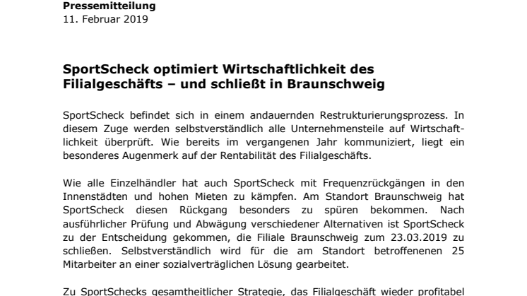 SportScheck optimiert Wirtschaftlichkeit des Filialgeschäfts – und schließt in Braunschweig