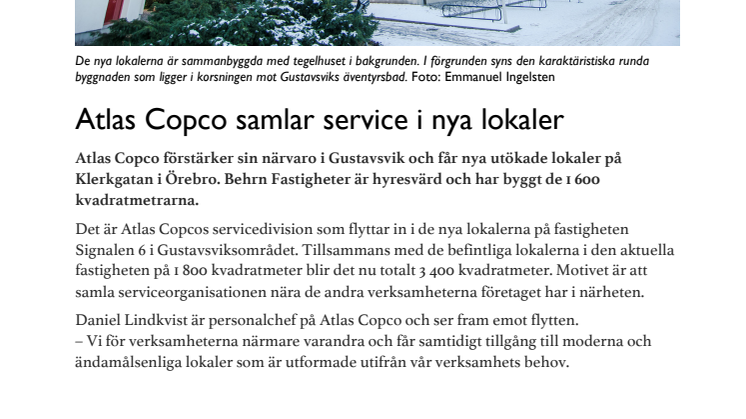 Atlas Copco samlar service i nya lokaler