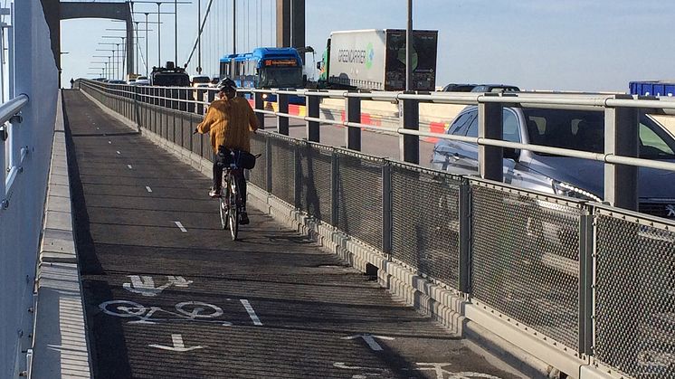 Den östra gång- och cykelbanan över Älvsborgsbron är nu öppen. Foto: Arkivbild/Trafik Göteborg