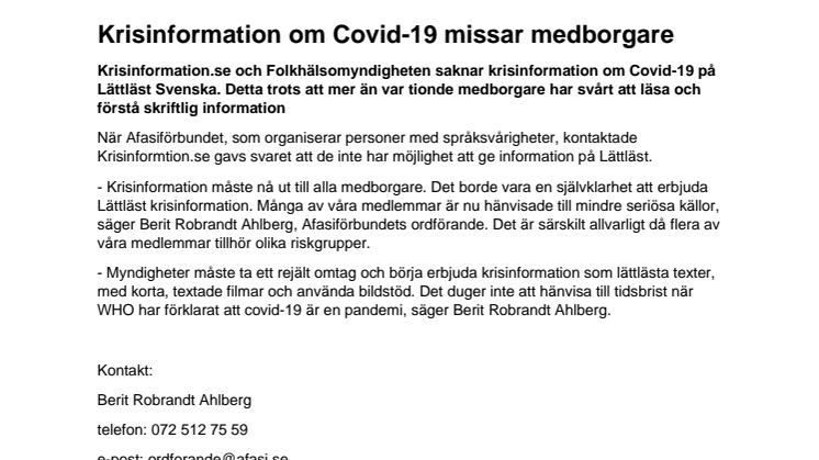 Krisinformation om covid-19 missar medborgare