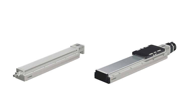LBAR motorless single-axis rod type actuator (left) and ABAS12 slim single-axis slider type robot (right)