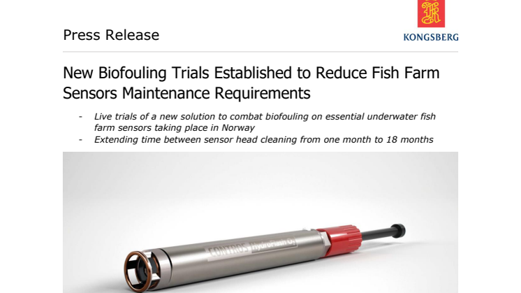 Kongsberg Maritime: New Biofouling Trials Established to Reduce Fish Farm Sensors Maintenance Requirements