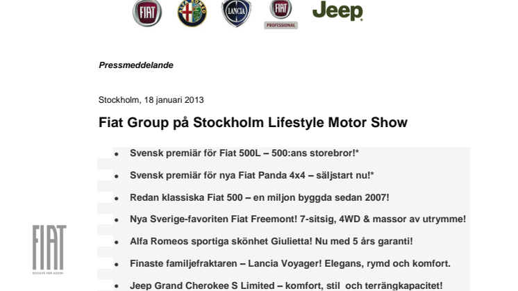 Fiat Group på Stockholm Lifestyle Motor Show