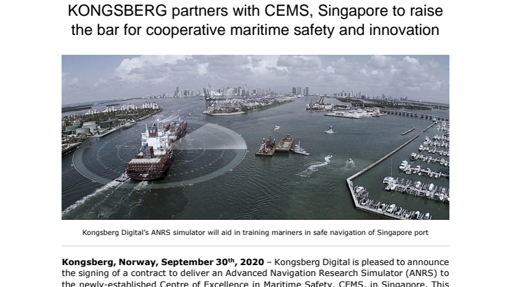 KONGSBERG partners with CEMS, Singapore to raise the bar for cooperative maritime safety and innovation 