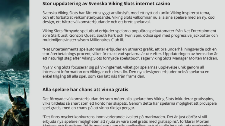 Stor uppdatering av Svenska Viking Slots internet casino