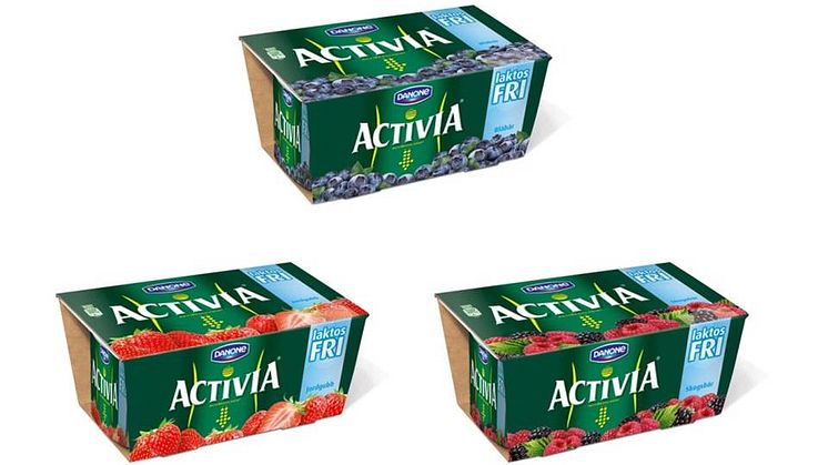 Nu lanseras laktosfri Activia i tre goda smaker!