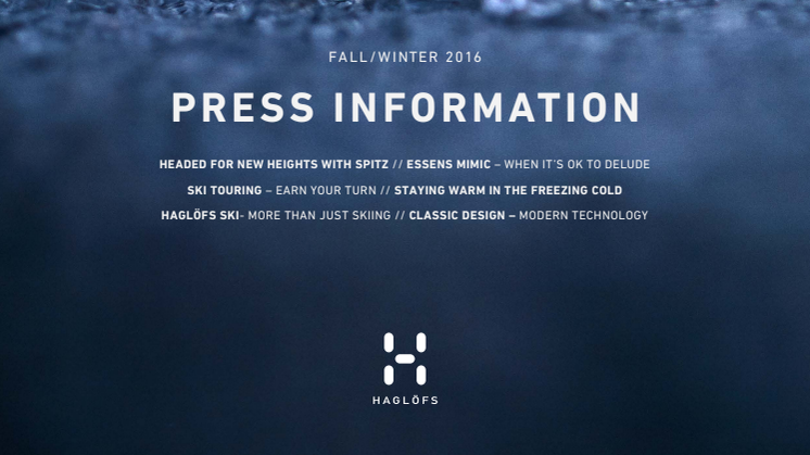 Haglöfs' press Information Fall/Winter 2016