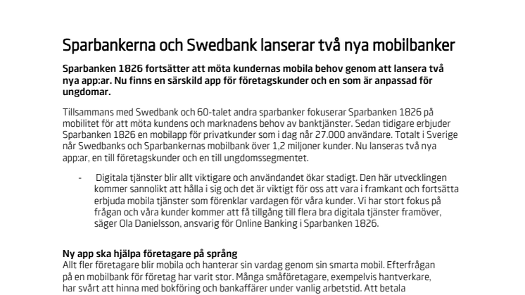 Sparbankerna och Swedbank lanserar två nya mobilbanker  