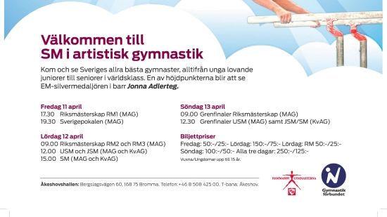 Kamp mellan Sveriges bästa i SM i artistisk gymnastik i helgen 12 - 13 april. Jonna eller Emma? 