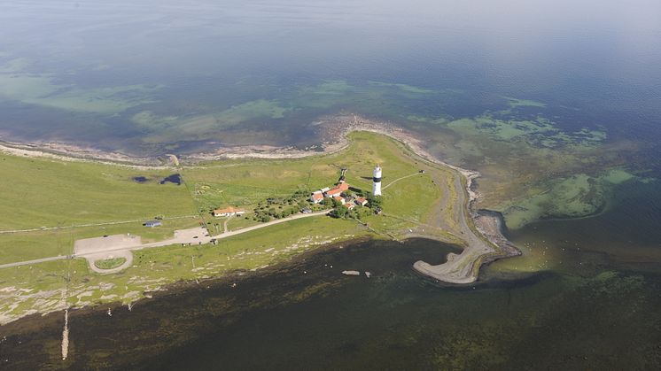 Flygfoto över Ottenby fågelstation, Ölands södra udde