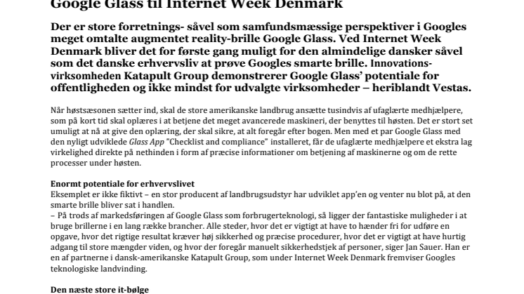 Google Glass til Internet Week Denmark