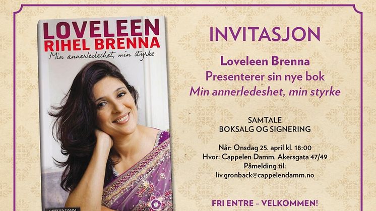 Velkommen til lansering av Loveleen Rihel Brennas nye bok