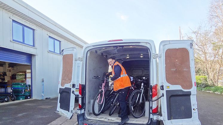 Natalie Parker delivering bikes to SCDA