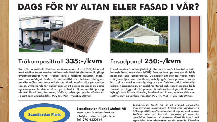Scandinavian Plank annons 2013