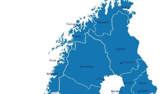 Det blåmarkerade området visar regionerna som ingår i Business Index North.