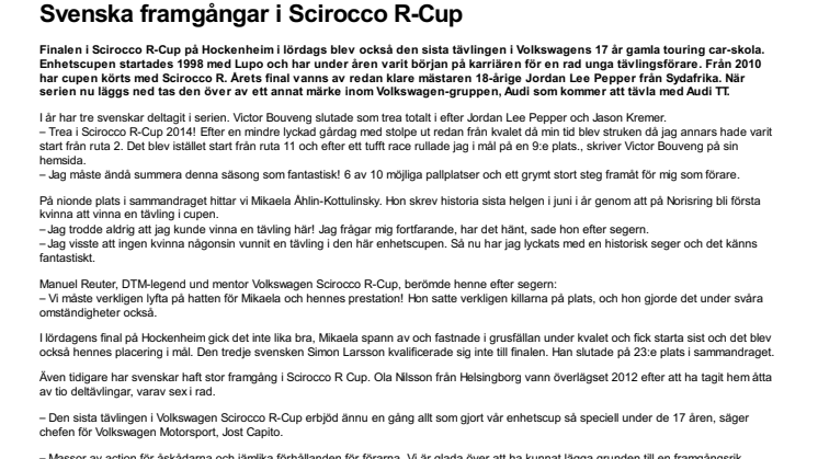 Svenska framgångar i Scirocco R-Cup