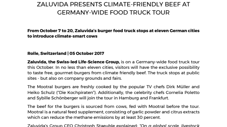 Zaluvida presents climate-friendly beef at Germany-wide food truck tour